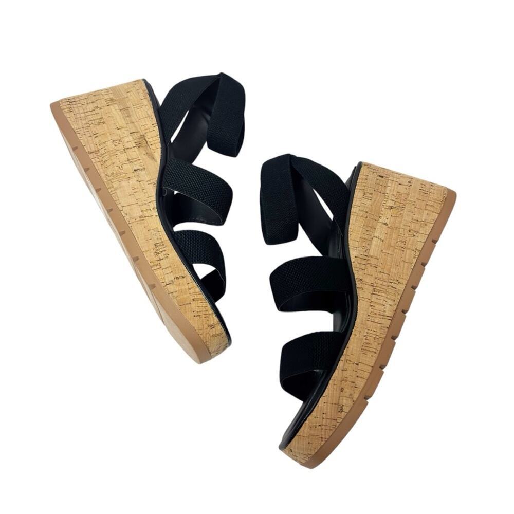 SM NEW YORK STYLE VIOLET WEDGE BLACK BROWN SANDALS SIZE 9.5 NEW WITHOUT TAGS